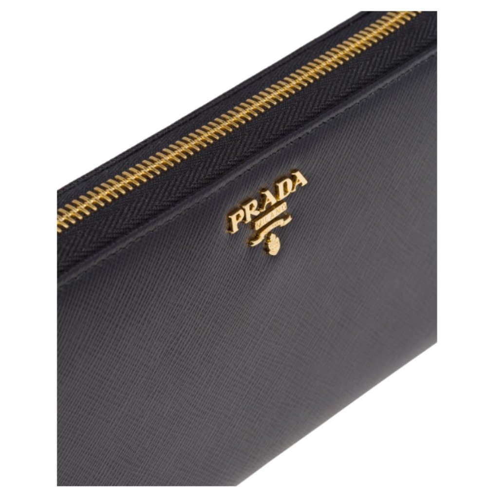 Prada Large Saffiano Black Leather Wallet - Picture 2 of 8